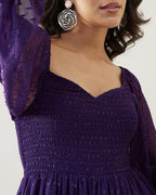 Aubergine Purple Dotted Swiss Sheer Maxi Dress