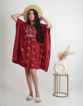 Cotton Kaftan Block Print With Embroidery on yoke