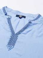 Azure Breeze Embroidered Top