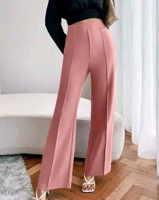 Blush Pink High-Waist Straight-Fit Trousers