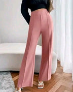 Blush Pink High-Waist Straight-Fit Trousers