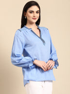 Azure Breeze Embroidered Top