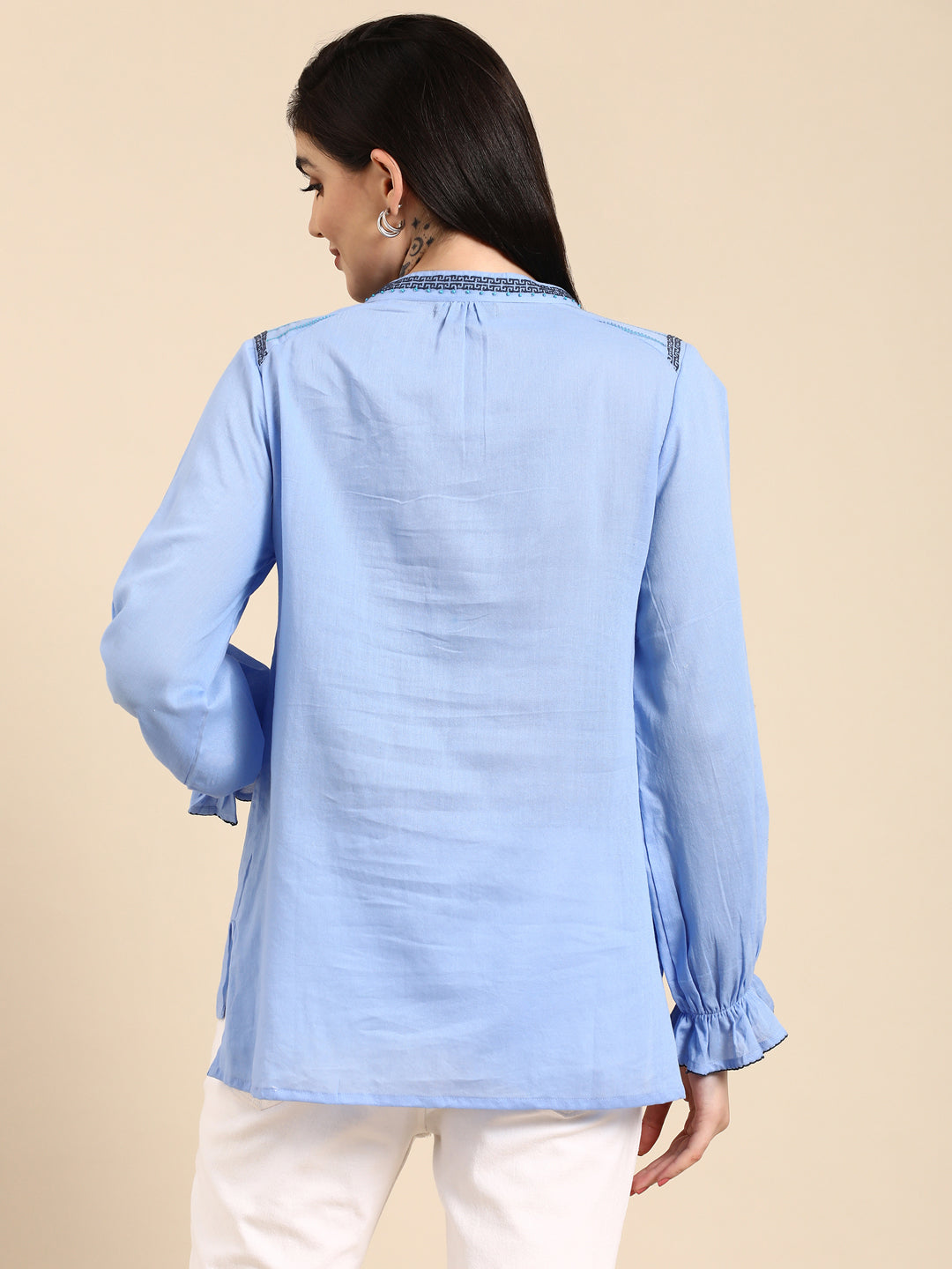 Azure Breeze Embroidered Top
