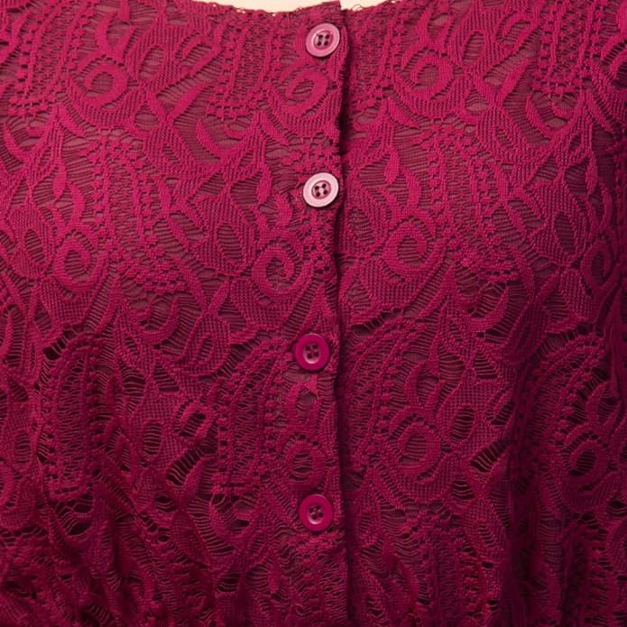 Wine Lace Button-Down Peplum Top