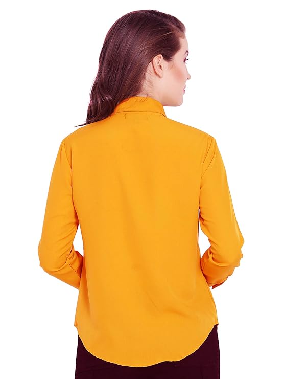 Mustard Yellow Studded Ruffle Shirt
