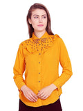 Mustard Yellow Studded Ruffle Shirt