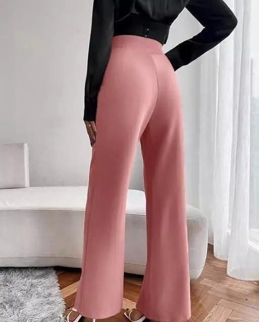 Blush Pink High-Waist Straight-Fit Trousers