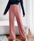 Blush Pink High-Waist Straight-Fit Trousers