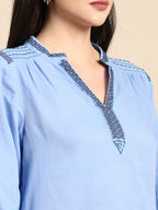 Azure Breeze Embroidered Top