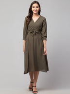 Wrap Around Georgette Midi Dress