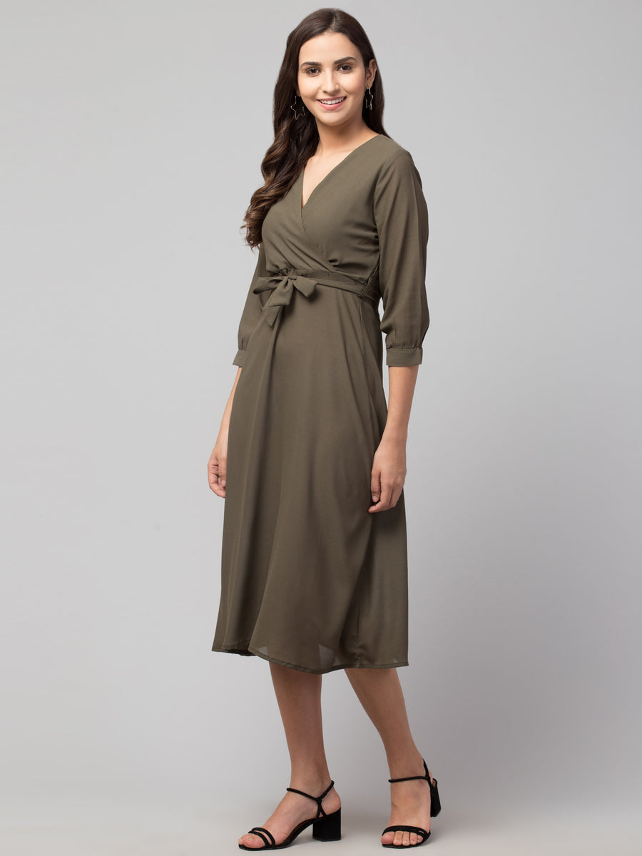 Wrap Around Georgette Midi Dress