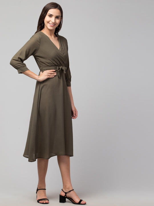 Wrap Around Georgette Midi Dress