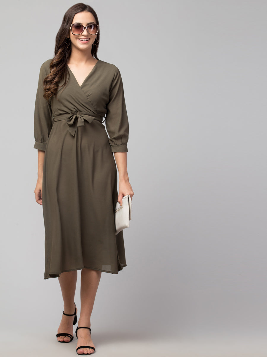 Wrap Around Georgette Midi Dress