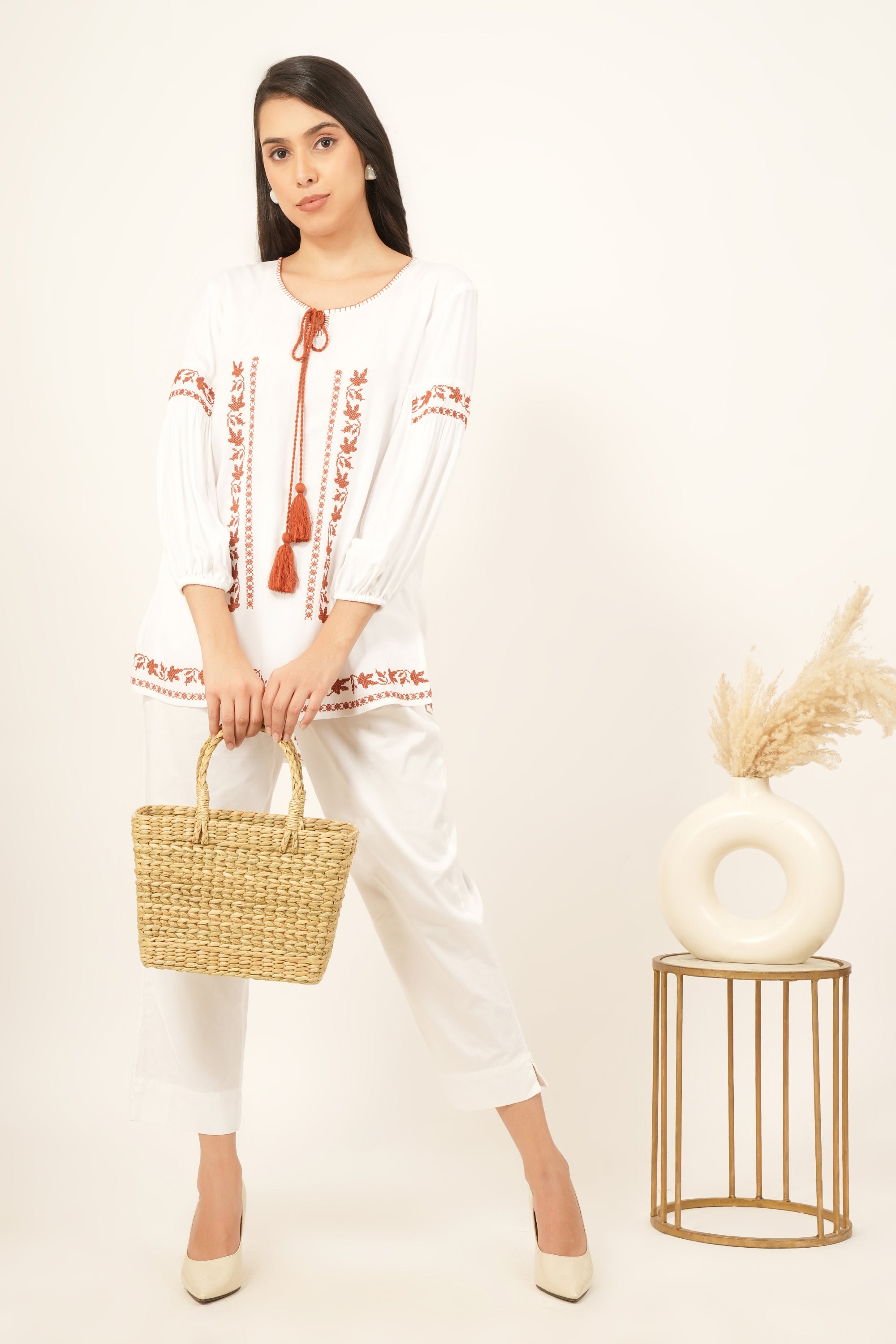 Cinnamon Bloom Embroidered Tunic