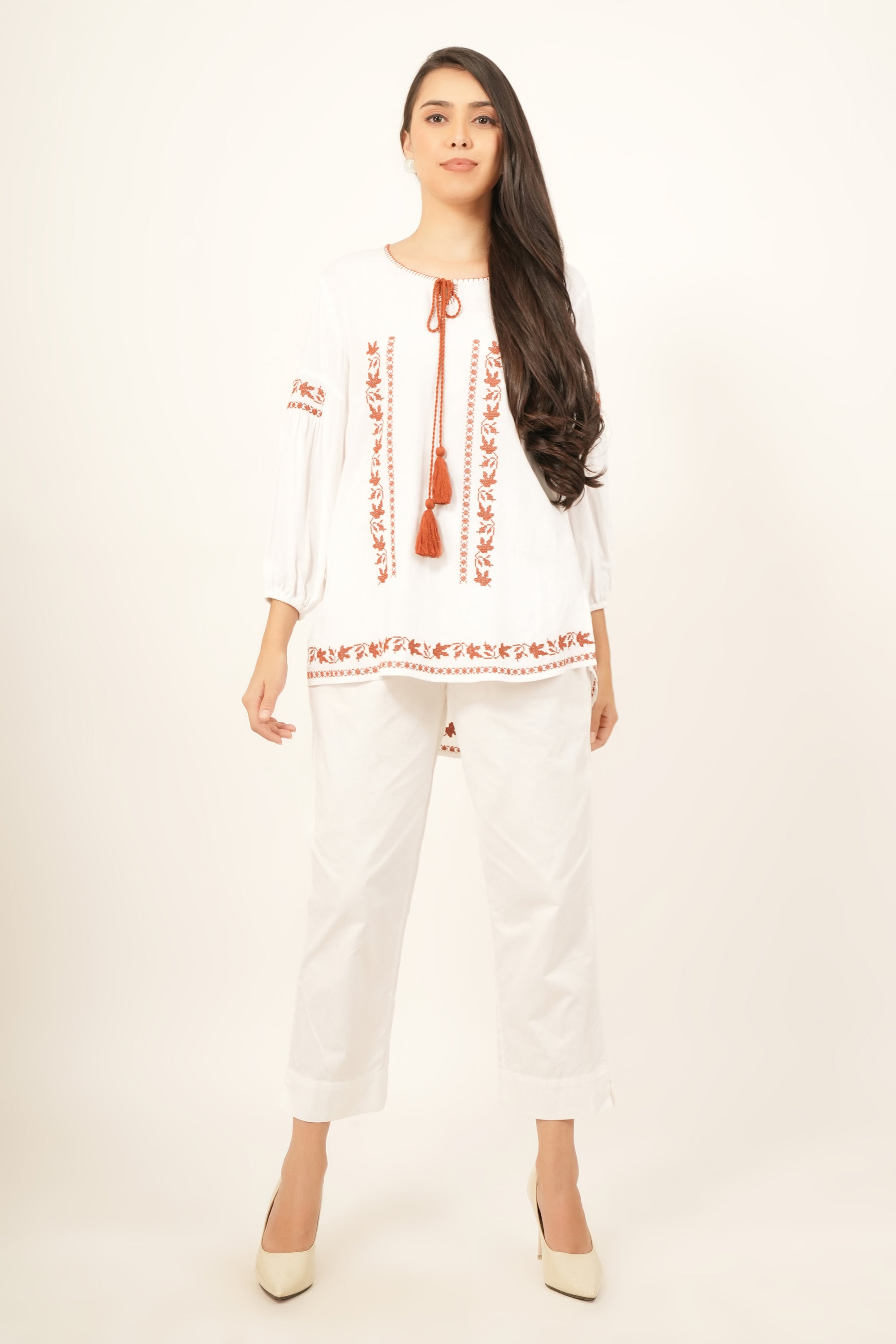 Cinnamon Bloom Embroidered Tunic