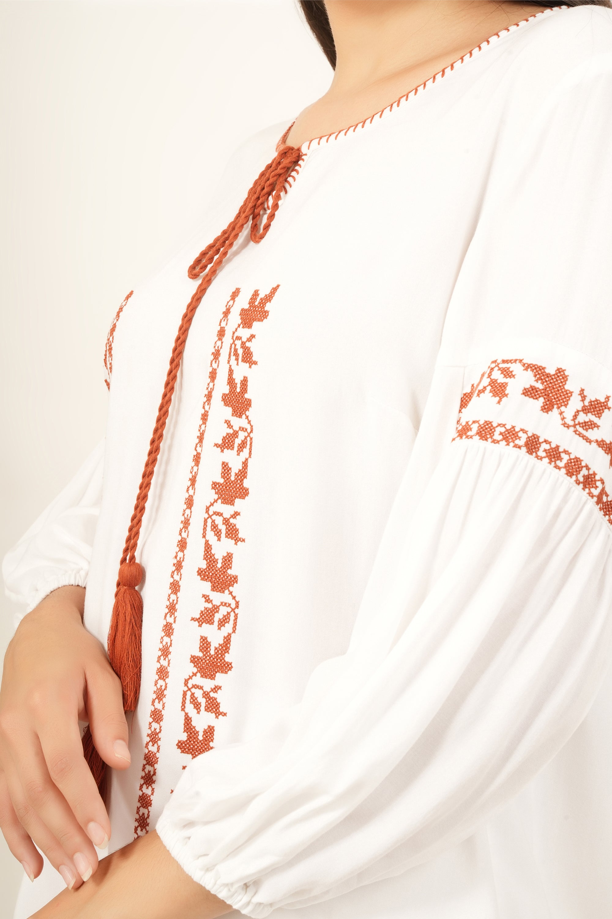 Cinnamon Bloom Embroidered Tunic