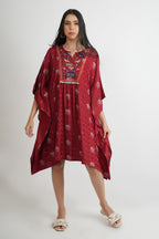 Cotton Kaftan Block Print With Embroidery on yolk