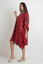 Cotton Kaftan Block Print With Embroidery on yolk