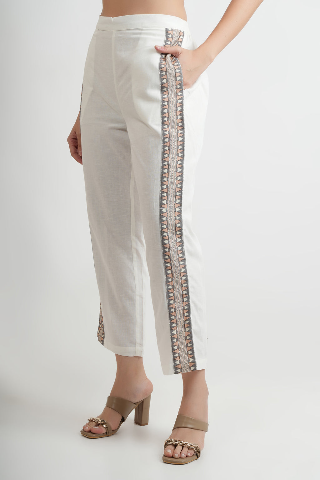 Tropical Print Cotton Mandarin Collar Shirt Pant Co-ord Set