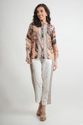 Tropical Print Cotton Mandarin Collar Shirt Pant Co-ord Set