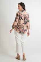 Tropical Print Cotton Mandarin Collar Shirt Pant Co-ord Set
