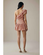 Sunset Gingham One-Shoulder Ruffle Mini Dress