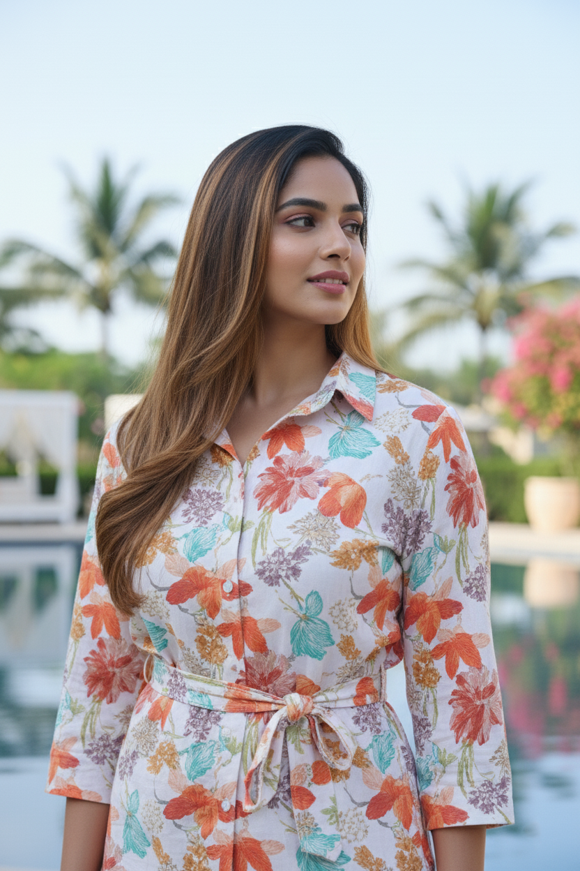 Resort Bloom Co-ord Set: Floral Print Shirt & Trousers