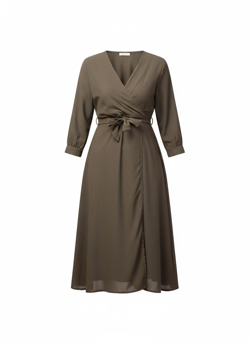 Wrap Around Georgette Midi Dress