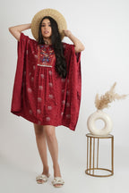 Cotton Kaftan Block Print With Embroidery on yolk
