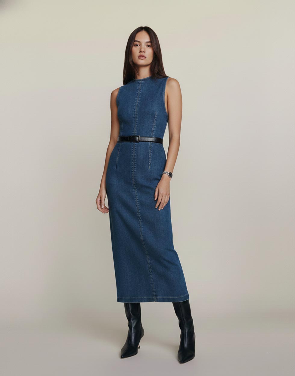 Rossele Denim Indigo Midi Dress