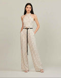 Retro Chic Polka Dot Halter & Wide-Leg Trouser Set