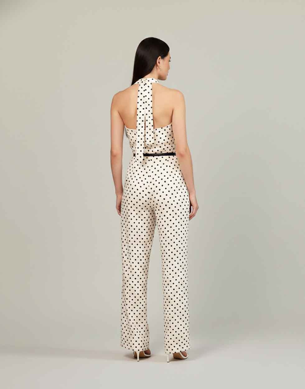Retro Chic Polka Dot Halter & Wide-Leg Trouser Set