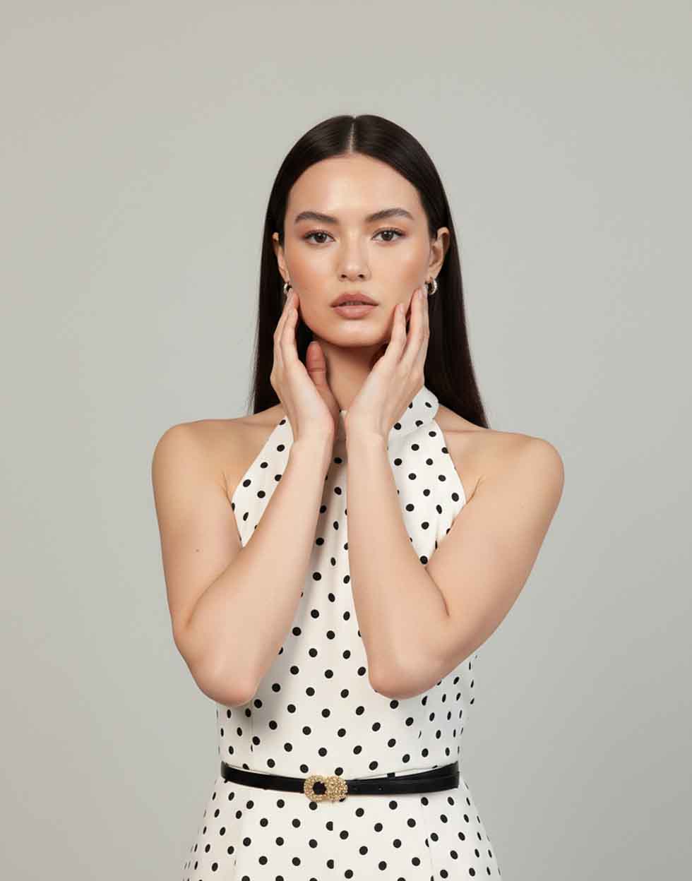 Retro Chic Polka Dot Halter & Wide-Leg Trouser Set