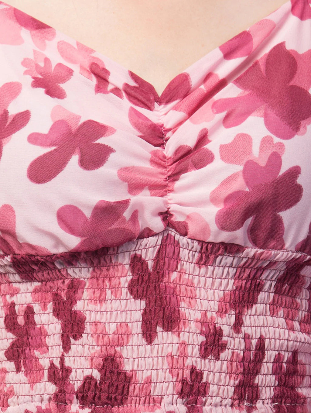 PURPLE GEORGETTE PRINTED V-NECK TOP